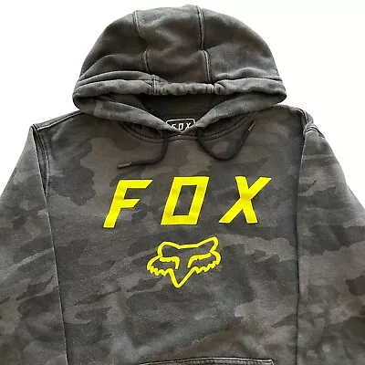 Y2k Cyber Grunge Fox Racing BMX Streetwear Camo Graphic Hoodie Men's Size Large • $30