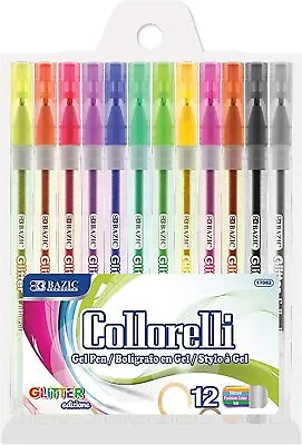 BAZIC Collorelli Gel Pen 1.0mm Glitter Color 12-Count Acid Free Smooth Writing  • $8.49