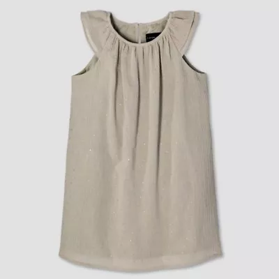 Victoria Beckham Target Sage Green Cap Sleeve Glitter Dot Peasant Dress Size 4T • $14.40