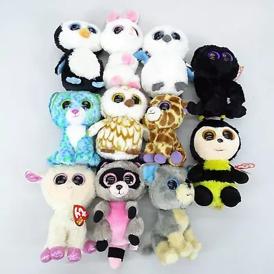 Ty Beanie Babies 6  Lot Of 11 Plush Stuffies Beanie Boos Owl Lamb Giraffe Wolf • $118.03