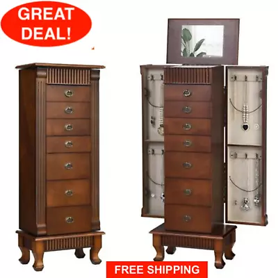 Elegant Jewelry Armoire Wooden Cabinet Chest Stand Organizer Necklace • $223.99