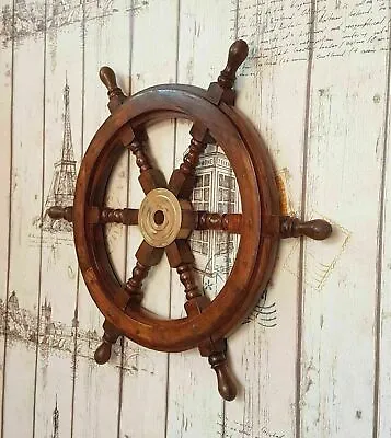 £38.63 • Buy 18  Brass Nautical Brown Wooden Streaming Pirate Ships Wheel Sea Wall Décor...
