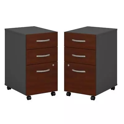 Home Square 3 Drawer Mobile Filing Cabinet Set In Hansen Cherry (Set Of 2) • $580.99
