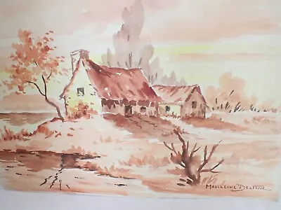 Vintage Original Watercolor Painting By Madeleine Delfosse Signed Unframed • $100