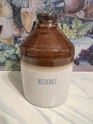 Western Small Mercury Crock Stoneware Jug Tan & Brown 6  • $29.99