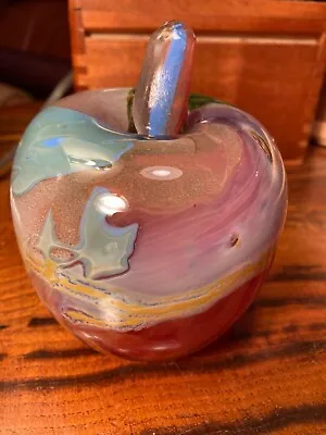 Vintage Signed Hadeland  Gro-art Glass Apple- Paperweight • $19