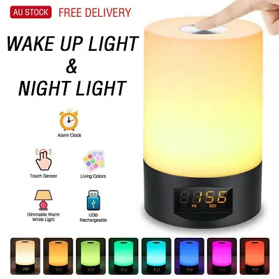 $32.90 • Buy Wake-up Light Alarm Clock LED Touch Light Colorful Night Lamp