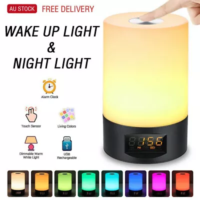 Wake-up Light Alarm Clock LED Touch Light Colorful Night Lamp • $35.90