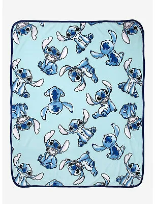 $30.95 • Buy Disney Lilo & Stitch BLUE TOSS PRINT Plush Throw Blanket 48” X 60” NEW