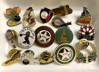 Vintage Michigan Bowling Brooch Pin Lot Of 16 • $4.50