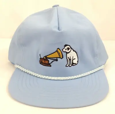 Vintage  His Master's Voice  RCA Embroidered Light Blue Hat Cap - KC Slide Back • $68.51