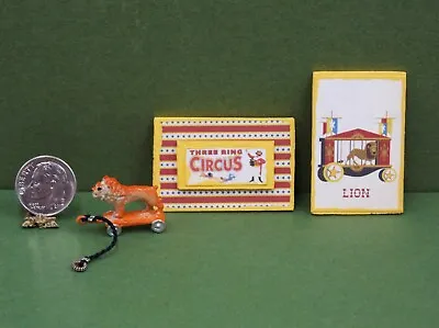 1/12 Dollhouse Little Lion Metal Pull Toy And Circus Pictures D&m Miniatures • $8.99