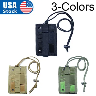 Tactical ID Card Credit Organizer Hook Loop Patch Badge Holder With Neck Lanyard • $20.99