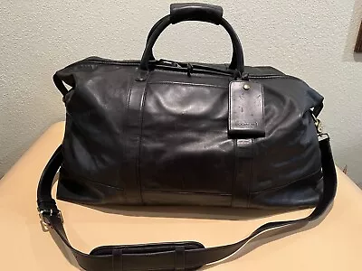 COACH USA Made Leather Cabin Weekender Duffel Gym Travel Black Shoulder Bag 0503 • $250