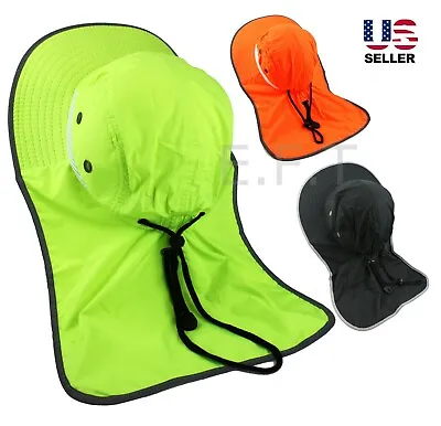 Men Reflective Waterproof Neck Flap Boonie Hat High Visibility Safety Bucket Cap • $8.99