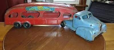 Vintage Marx Toys Pressed Steel Deluxe Auto Transport Semi & Trailer For Restore • $79.95