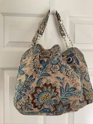 £8 • Buy Leko London Handbag Floral Print Multicoloured Bead Detail Chain Strap