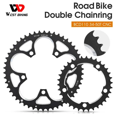 WEST BIKING Road Bike Double Chainring BCD-110 34/50T Tooth Plate 9/10/11 Speed • $29.95