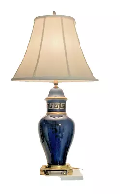 Vintage Leviton Table Lamp Egyptian Revival  Cobalt Design W/ Elegant Shade-29  • $99