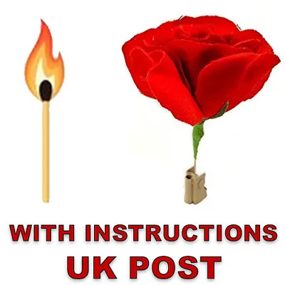 £3.49 • Buy Match Stick To Rose Easy Magic Trick Fire Magic Tricks Appearing Rose Flower *UK