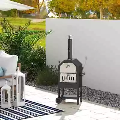 Outdoor Garden Pizza Oven Charcoal BBQ Grill Unit 3Tier Freestand Chimney Shelf • £124.99