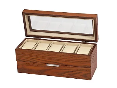 Mele And Co David Wooden Five Watch Box With Drawer MC476 • £58.95