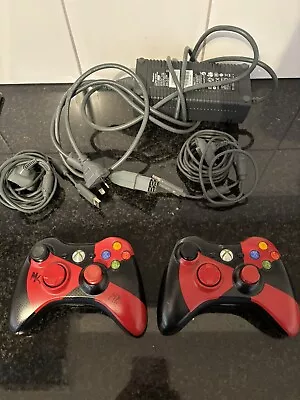 Xbox 360 Wireless Controller Red & Black Radioactive X 2 & Xbox 360 Power Cord • $50