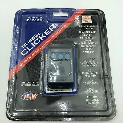 The Original CLICKER Model 321 Replacement Transmitter Garage Door Gate Opener • $23.42