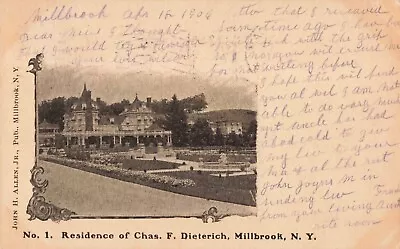 Residence Of Charles Dieterich Millbrook New York NY 1906 Postcard • $9.89