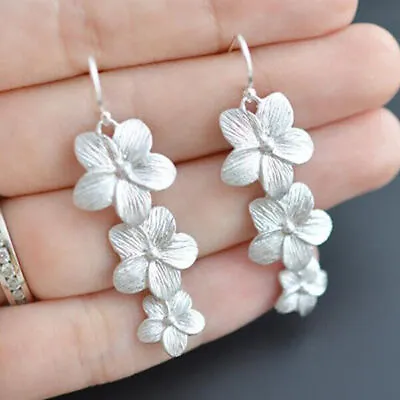 $3.97 • Buy 925 Silver Leaf Zircon Earrings Stud Drop Dangle Women Flower Wedding Jewelry