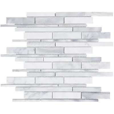 White Calacatta Marble Stone Aluminum Metallic Metal Mosaic Tile Wall Backsplash • $287.50