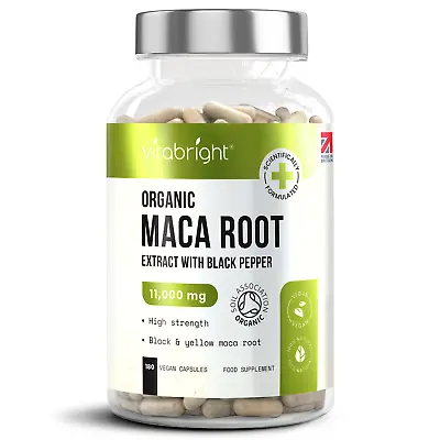 £15.99 • Buy Organic Maca Root 11,000mg With Black Pepper, 180 Vegan Capsules, 3 Month Supply