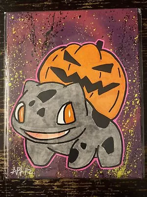 8x10 Hand Painted (Bulbasaur/ Pokémon / Halloween) Black Light - Pop Art • $9.99