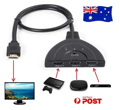 £6.90 • Buy 4K Ultra HD 3 Way HDMI Switch Box Splitter HDTV 1080P Auto 3 Port IN 1 OUT Cable