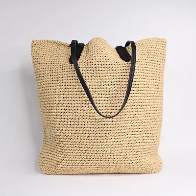 Michael Kors Eliza Large Natural Woven Straw Tote Bag With Pouch - RT $298 • $130