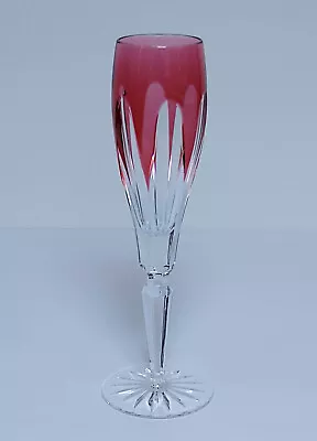 Signed Faberge Fluted Crystal Red Champagne Glass - Lausanne - 9  - EUC • $74.95