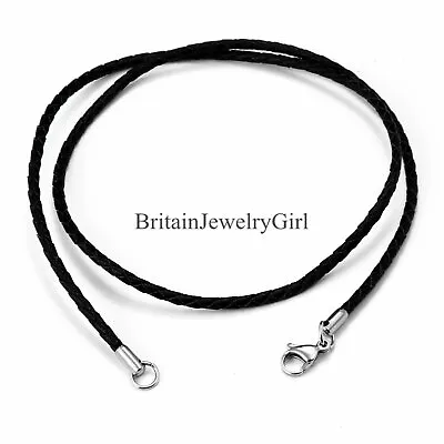 22  Unisex Black Leather Twisted Braided Rope Cord Necklace For Men Women*2MM • $8.29