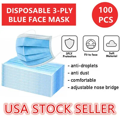 100 PCS Disposable Face Masks 3Ply Non-Medical Protective Mouth Cover Respirator • $8.97