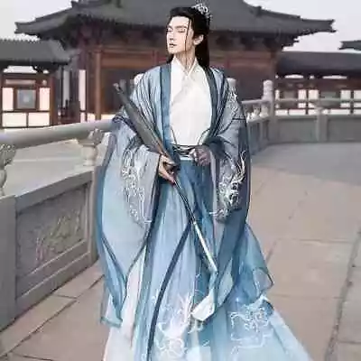 Men Chinese Traditional Cosplay Ancient Hanfu Sets Halloween Carnival Costume • £188.25