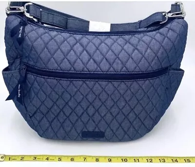 Vera Bradley Denim Moonlight Navy Blue Convertible Cross-Body Shoulder Bag $139 • $55