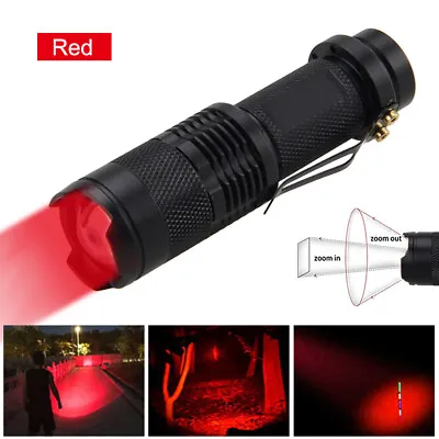 Mini Red Light LED Flashlight Zoomable 3Modes Torch Astronomy Night Vision Lamp • $3.96