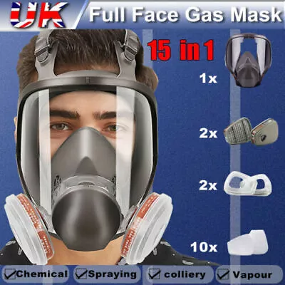 6800 Full Face Respirator Gas Mask Organic Vapor Chemical Sanding Spray Painting • £35.87