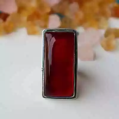 Large Garnet Stone Ring Statement 925 Silver Handmade Woman Ring All Size MK221 • $12.29