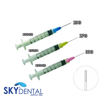 Endodontic Endo Irrigation Syringes Combo Kit  3CC Gauge 23 27 30 G (100 Pcs ) • $19.99