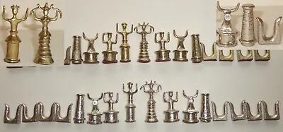 Vintage Mid Century Modern Metal Chess Set Gold Silver Abstract 32 Pieces Rare • $685