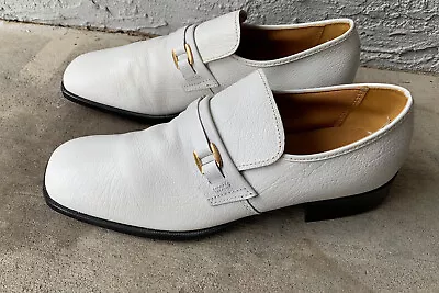 NEW 70s Jc Penny Towncraft Disco Loafer White Leather Size 8.5 D Leisure Loafer • $62.99