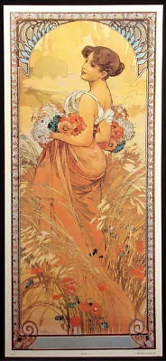 Alphonse Mucha  Summer  Art Nouveau 1989 Gallery Graphics Vintage Poster Repro  • $35