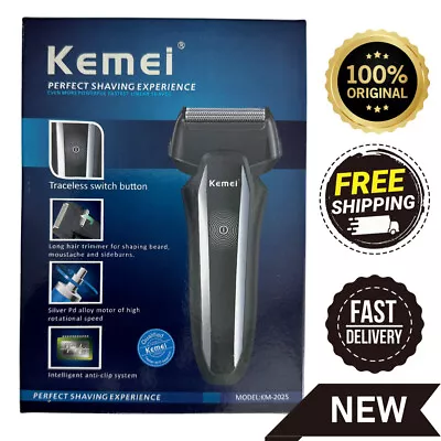 Mens Rechargeable Shaver With Two Blades Face Beard Sideburns Mustache KM-2025 • $11.99