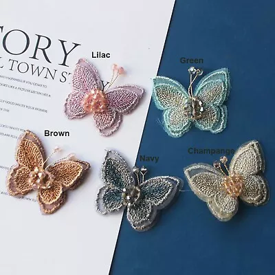 Butterfly Crystal DIY Motif Costume Hairpin Earring Headdress Accessories 4 Pcs • £4.39