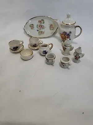 Antique Dollhouse Miniature Porcelain Tea Set 11 Pieces Occupied Japan & Germany • $22